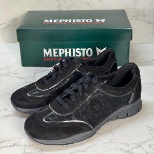 Mephisto Yael Runoff Air Jet System Methalic Black Walking Sneakers US 6.5